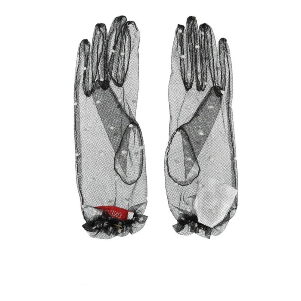 Valentino Polka-Dot Tulle Gloves Multi Womens